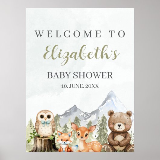 Forest Adventure Baby Shower for Boy ポスター (正面)