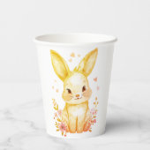 Forest Animal Baby Pastel Yellow Bunny Party 紙コップ (裏面)