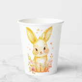 Forest Animal Baby Pastel Yellow Bunny Party 紙コップ (正面)