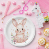Forest Animal Baby Shower Decor Pink Bunny ペーパープレート (パーティー)