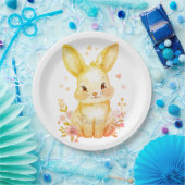 Forest Animal Baby Shower Decor Yellow Bunny ペーパープレート (パーティー)