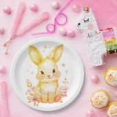 Forest Animal Baby Shower Decor Yellow Bunny ペーパープレート (パーティー)