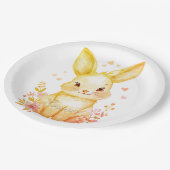 Forest Animal Baby Shower Decor Yellow Bunny ペーパープレート (アングル)