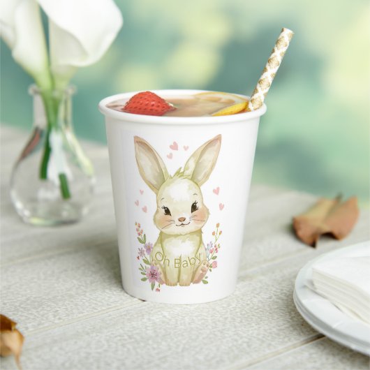 Forest Animal Baby Shower Olive Green Bunny Party 紙コップ (インサイチュ)