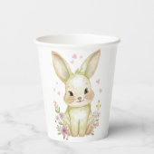 Forest Animal Baby Shower Olive Green Bunny Party 紙コップ (裏面)