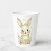 Forest Animal Baby Shower Olive Green Bunny Party 紙コップ (正面)