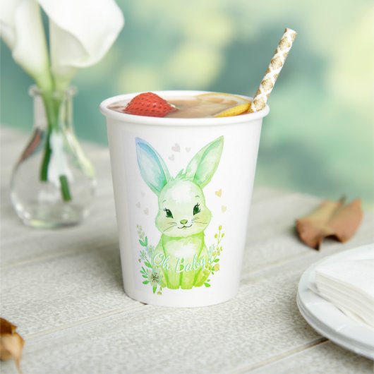 Forest Animal Baby Shower Pastel Green Bunny Party 紙コップ (インサイチュ)