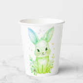 Forest Animal Baby Shower Pastel Green Bunny Party 紙コップ (裏面)