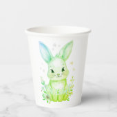 Forest Animal Baby Shower Pastel Green Bunny Party 紙コップ (正面)