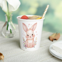Forest Animal Baby Shower Pink Bunny Party Theme 紙コップ