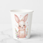 Forest Animal Baby Shower Pink Bunny Party Theme 紙コップ (裏面)