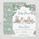 Forest Animal Woodland Baby Shower Invitation 招待状 (正面/裏面)