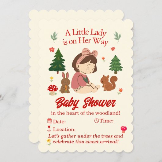 Forest Animals Baby Shower Invitation 招待状 (正面/裏面)