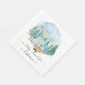 Forest Animals Deer Bear Rustic Boy Baby Shower スタンダードランチョンナプキン (角)