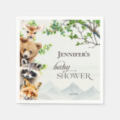 Forest Animals Greenery Baby Shower Party スタンダードカクテルナプキン (正面)