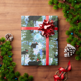 Forest Animals in Santa Hats ラッピングペーパー