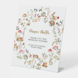 Forest Animals Watercolor Diaper Raffle 台座サイン
