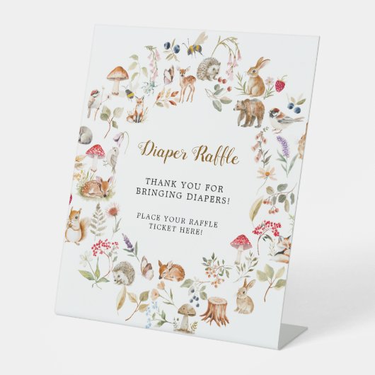 Forest Animals Watercolor Diaper Raffle 台座サイン (正面)