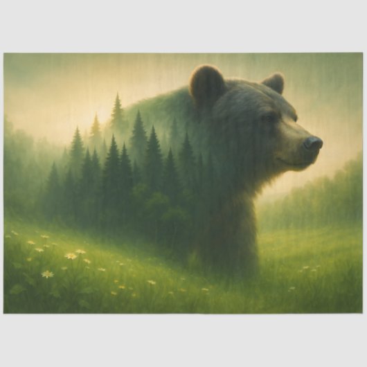 Forest Bear Landscape – Wildlife Nature Decoupage 薄葉紙 (正面)