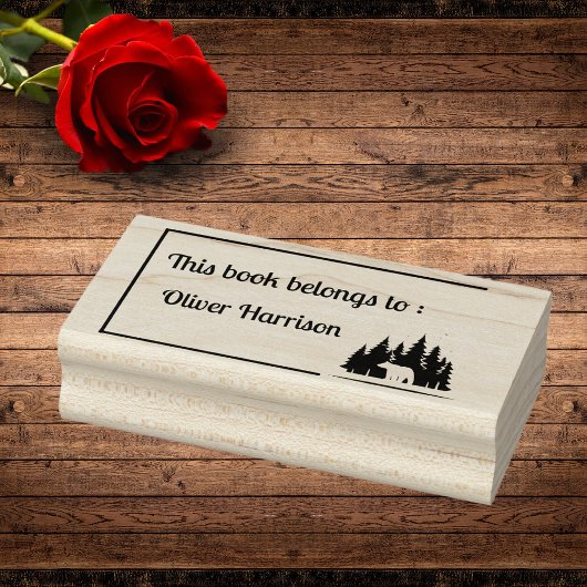 Forest Bear 'This Book Belongs To' Custom Stamp ラバースタンプ