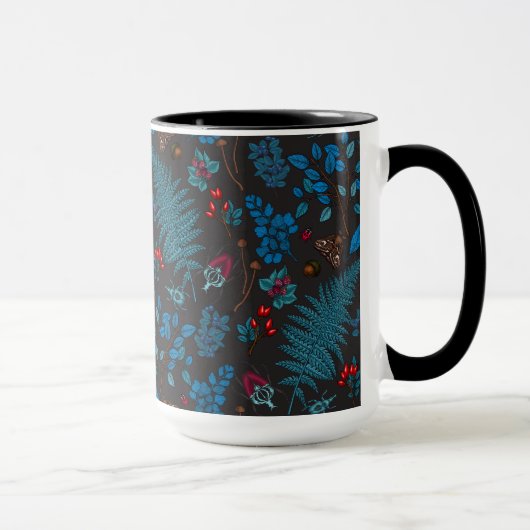 Forest berries, leaves and bugs 1 マグカップ (右)