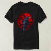 Forest Bird Creepy Night Raven Gothic Animal Red M Tシャツ (デザイン正面)