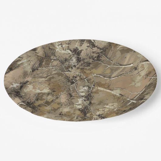 Forest Camo Pattern ペーパープレート (アングル)