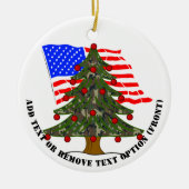 Forest Camouflage Christmas Tree w/American Flag セラミックオーナメント (正面)