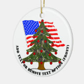 Forest Camouflage Christmas Tree w/American Flag セラミックオーナメント (左)