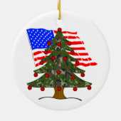 Forest Camouflage Christmas Tree w/American Flag セラミックオーナメント (裏面)