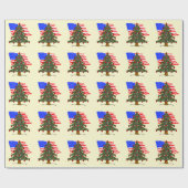 Forest Camouflage Christmas Tree w/American Flag ラッピングペーパー (フラット)