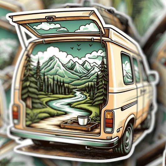 Forest Camper Van Vinyl Sticker | Camping Sticker シール