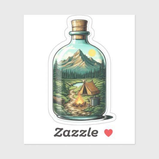Forest Camping In a Bottle Vinyl Sticker | Sticker シール (シート)