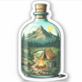 Forest Camping In a Bottle Vinyl Sticker | Sticker シール (正面)