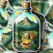 Forest Camping In a Bottle Vinyl Sticker | Sticker シール