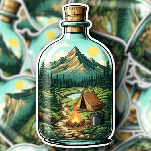 Forest Camping In a Bottle Vinyl Sticker | Sticker シール