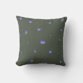 Forest Charcoal Japanese Gentian Floral Pattern クッション (正面)