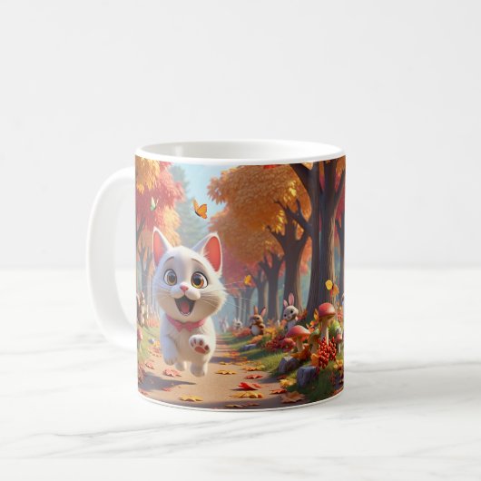 Forest Chase: Running Cat Mug コーヒーマグカップ (正面左)