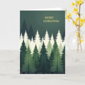 Forest Christmas Card - Modern Evergreen Tree カード (黄色い花)