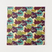 Forest color seamless pattern. Wild nature landsca タペストリー (正面(横))