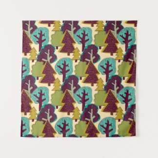 Forest color seamless pattern. Wild nature landsca タペストリー