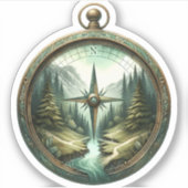 Forest Compass Vinyl Sticker | Die-Cut Sticker シール (正面)