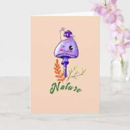 forest cottagecore cute mushroom and snail カード
