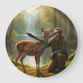forest deer clock ラージ壁時計