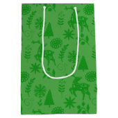 Forest Deer Folk Art Green Gift Bag ミディアムペーパーバッグ (裏面)