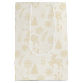 Forest Deer Folk Art Ivory Gift Bag ミディアムペーパーバッグ (裏面)