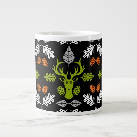 Forest Deer Nature Print ジャンボコーヒーマグカップ (正面)