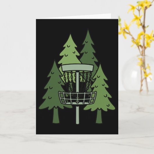 Forest Disc Golf Sket Funny Disc Golfing Scene  カード (黄色い花)