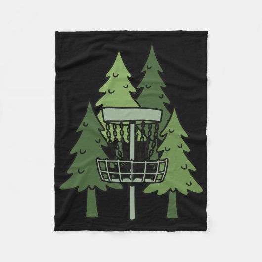 Forest Disc Golf Sket Funny Disc Golfing Scene  フリースブランケット (正面)