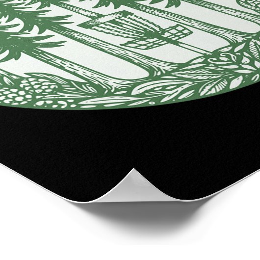 Forest Disc Golf Sket Pine Trees Flying Disc  ポスター (角)